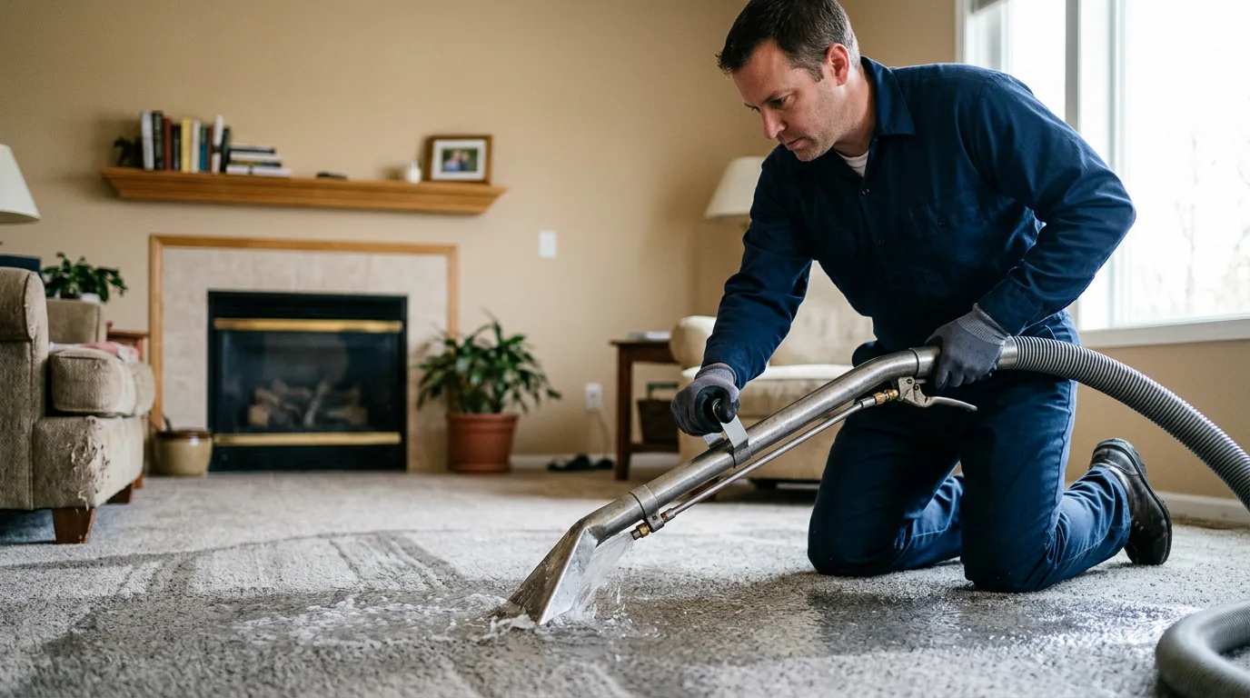 Water damage restoration technician working near Henrietta, NY